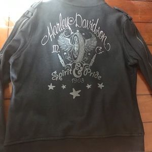 EUC WOMENS HARLEY DAVIDSON LIGHTWEIGHT JACKET-Embroidered Size Large Black